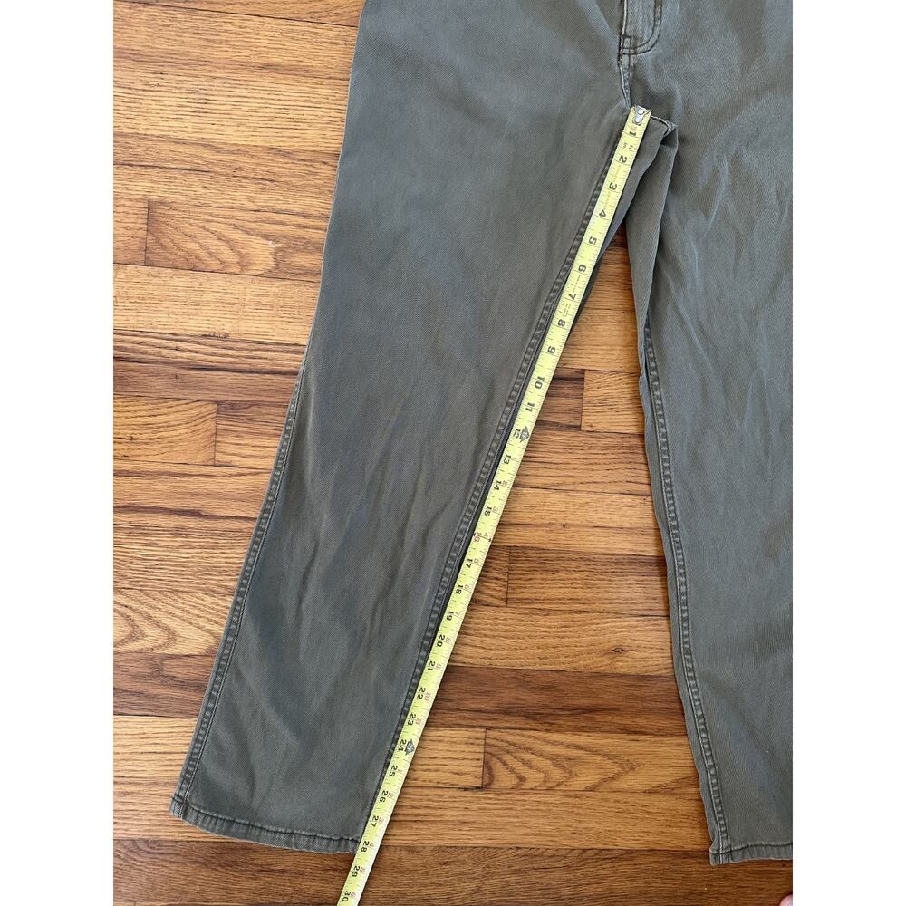 Men's Woolrich Cotton Olive Green Khaki Utility Carpenter Workwear 32/20 Pants - Picture 8 of 11